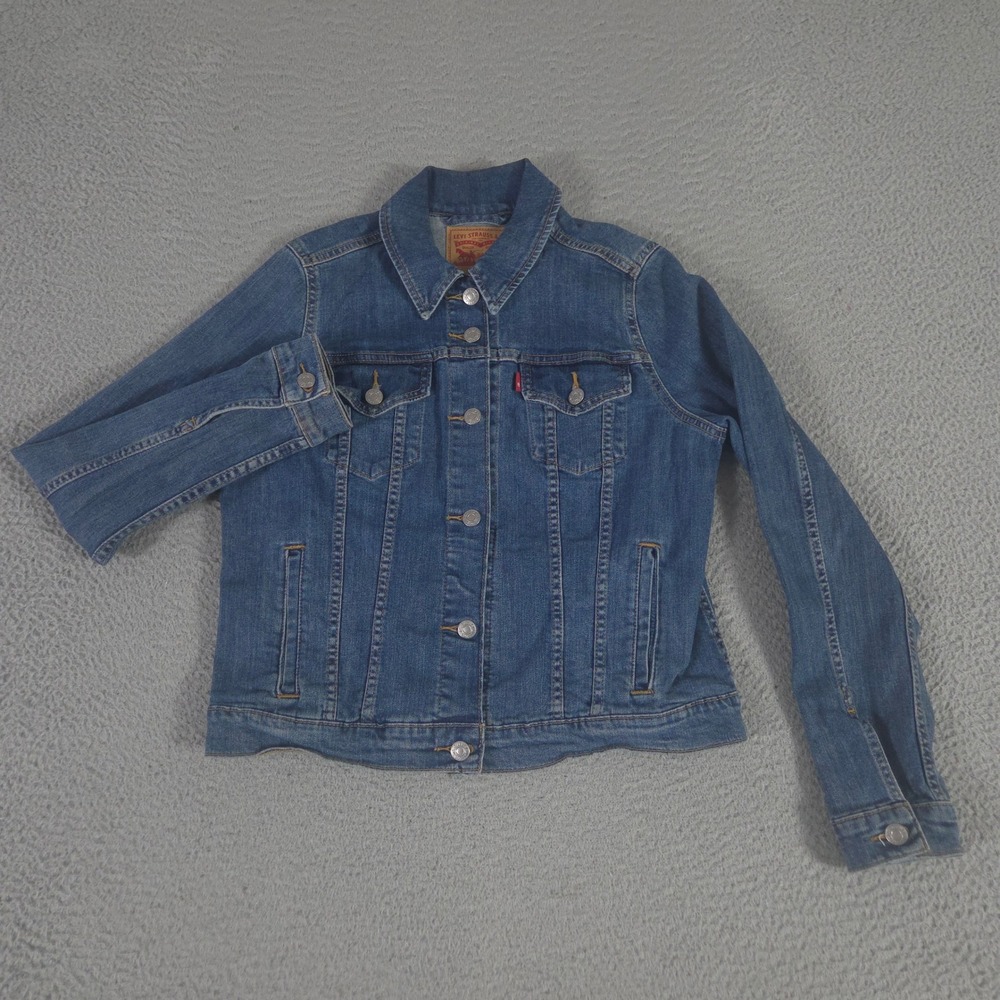 Levi's Jacket Womens Large Blue Original Trucker Stretch Denim Button Up Pocket